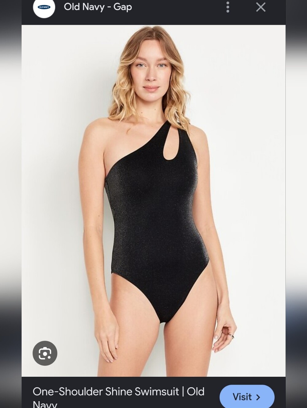 Old Navy Asymetrical Blackjack One-Shoulder Shine Swimsuit with Keyhole Accent M